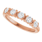 14K Gold Round Lab-Grown Diamond Half-Bezel Five-Stone Anniversary Band - 1/6-1/2 CTW - Rose Gold - view 5