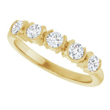 14K Gold Round Lab-Grown Diamond Half-Bezel Five-Stone Anniversary Band - 1/6-1/2 CTW - Yellow Gold - view 5