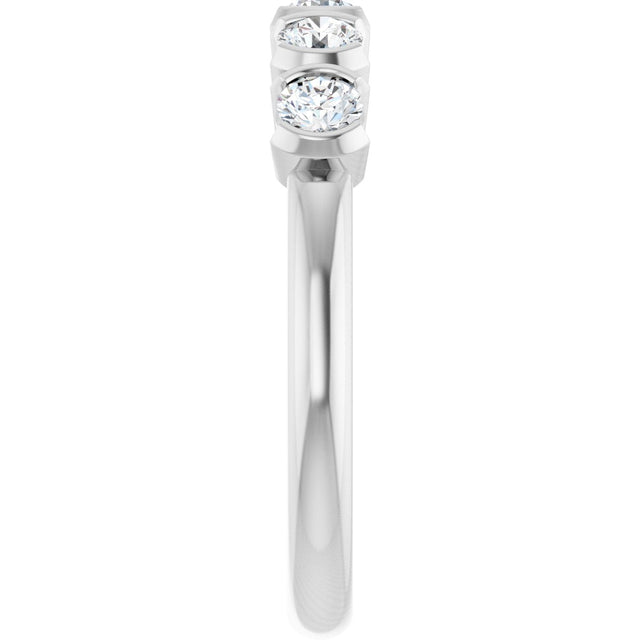 Platinum Round Lab-Grown Diamond Half-Bezel Five-Stone Anniversary Band - 1/6-1/2 CTW - view 4