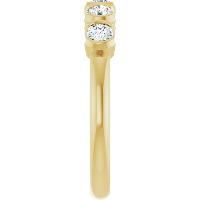 14K Gold Round Lab-Grown Diamond Half-Bezel Five-Stone Anniversary Band - 1/6-1/2 CTW - Yellow Gold - view 4