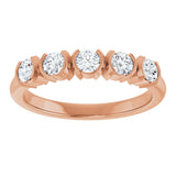 14K Gold Round Lab-Grown Diamond Half-Bezel Five-Stone Anniversary Band - 1/6-1/2 CTW - Rose Gold - view 3