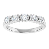 14K Gold Round Lab-Grown Diamond Half-Bezel Five-Stone Anniversary Band - 1/6-1/2 CTW - White Gold - view 3