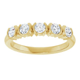 14K Gold Round Lab-Grown Diamond Half-Bezel Five-Stone Anniversary Band - 1/6-1/2 CTW - Yellow Gold - view 3