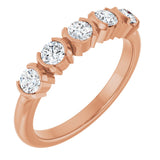 14K Gold Round Lab-Grown Diamond Half-Bezel Five-Stone Anniversary Band - 1/6-1/2 CTW - Rose Gold