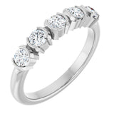 14K Gold Round Natural Diamond Half-Bezel Five-Stone Anniversary Band - 1/6-1/2 CTW - White Gold