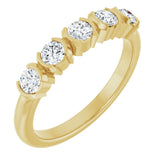 14K Gold Round Lab-Grown Diamond Half-Bezel Five-Stone Anniversary Band - 1/6-1/2 CTW - Yellow Gold