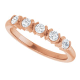 14K Gold Round Lab-Grown Diamond Half-Bezel Five-Stone Anniversary Band - 1/6-1/2 CTW - Rose Gold - view 5