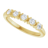 14K Gold Round Lab-Grown Diamond Half-Bezel Five-Stone Anniversary Band - 1/6-1/2 CTW - Yellow Gold - view 5