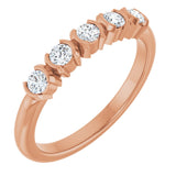 14K Gold Round Lab-Grown Diamond Half-Bezel Five-Stone Anniversary Band - 1/6-1/2 CTW - Rose Gold