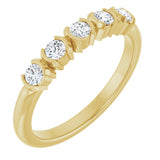 14K Gold Round Natural Diamond Half-Bezel Five-Stone Anniversary Band - 1/6-1/2 CTW - Yellow Gold