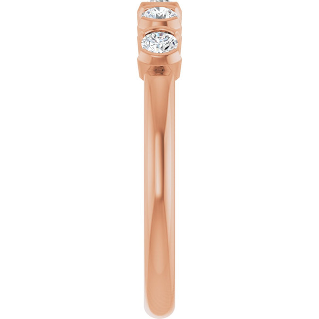 14K Gold Round Lab-Grown Diamond Half-Bezel Five-Stone Anniversary Band - 1/6-1/2 CTW - Rose Gold - view 4