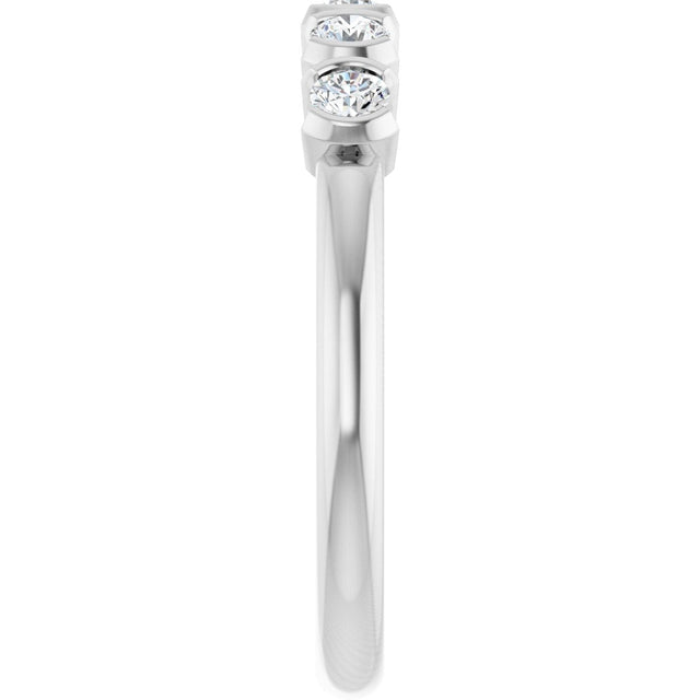 14K Gold Round Lab-Grown Diamond Half-Bezel Five-Stone Anniversary Band - 1/6-1/2 CTW - White Gold - view 4