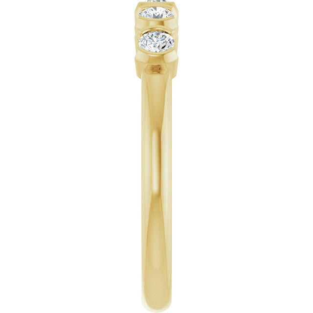 14K Gold Round Lab-Grown Diamond Half-Bezel Five-Stone Anniversary Band - 1/6-1/2 CTW - Yellow Gold - view 4