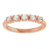 14K Gold Round Lab-Grown Diamond Half-Bezel Five-Stone Anniversary Band - 1/6-1/2 CTW - Rose Gold - view 3