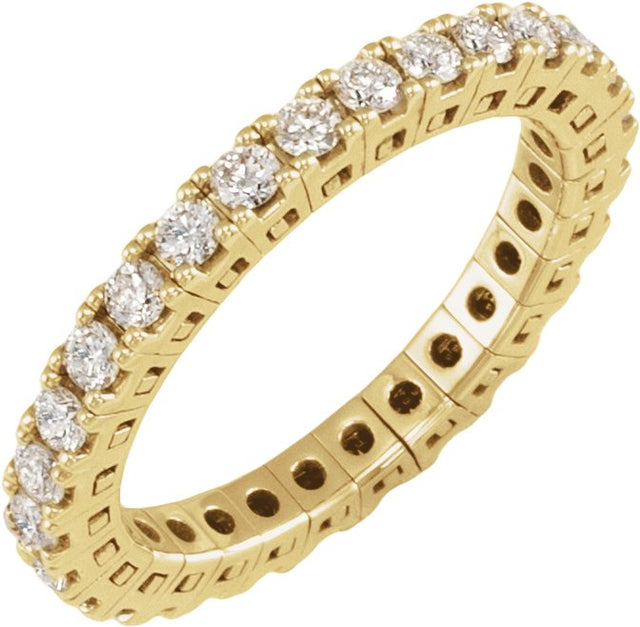 14K Gold Round Natural Diamond Flexible Eternity Band - 2.25mm Stones - Yellow Gold