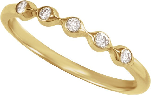 14K Gold Round Lab-Grown Diamond Five-Stone Anniversary Band - 1.8mm Stones - Yellow Gold - view 8