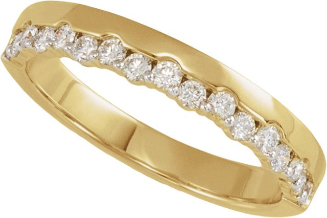 14K Gold Round Natural Diamond Single Sided Anniversary Band - 1.75mm Stones - Yellow Gold - view 4