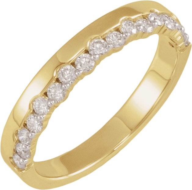 14K Gold Round Natural Diamond Single Sided Anniversary Band - 1.75mm Stones - Yellow Gold