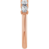 14K Gold Emerald Natural Diamond Five-Stone Anniversary Band - 1 1/4-1 3/4 CTW - Rose Gold - view 4