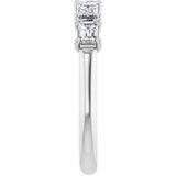 14K Gold Emerald Natural Diamond Five-Stone Anniversary Band - 1 1/4-1 3/4 CTW - White Gold - view 4
