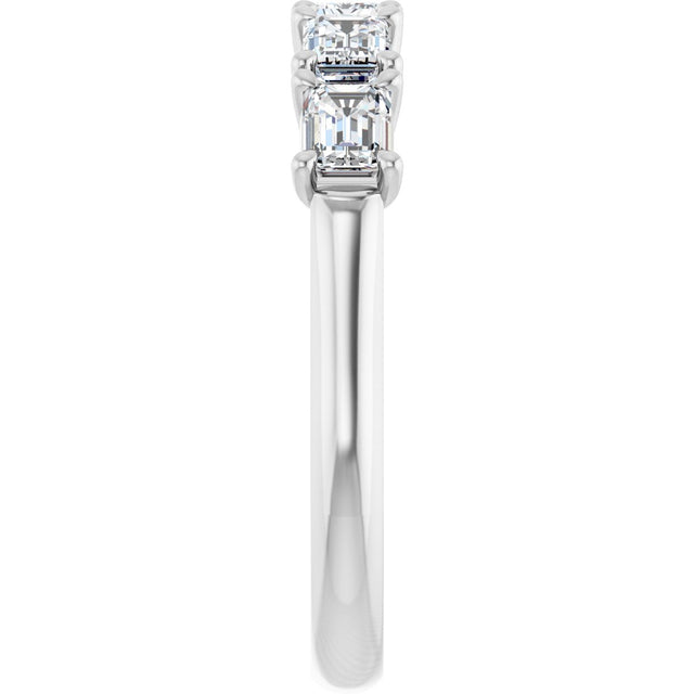 Platinum Emerald Natural Diamond Five-Stone Anniversary Band - 1 1/4-1 3/4 CTW - view 4