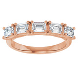 14K Gold Emerald Natural Diamond Five-Stone Anniversary Band - 1 1/4-1 3/4 CTW - Rose Gold - view 3