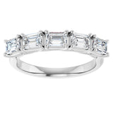 Platinum Emerald Natural Diamond Five-Stone Anniversary Band - 1 1/4-1 3/4 CTW - view 3