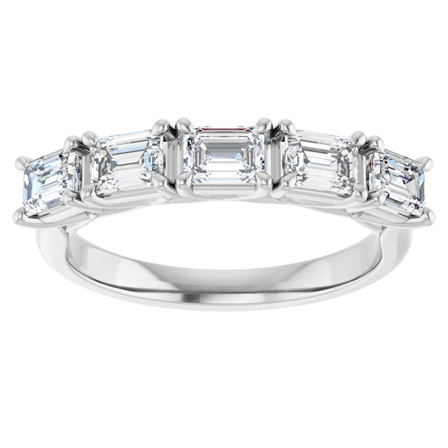 Platinum Emerald Natural Diamond Five-Stone Anniversary Band - 1 1/4-1 3/4 CTW - view 3