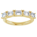 14K Gold Emerald Natural Diamond Five-Stone Anniversary Band - 1 1/4-1 3/4 CTW - Yellow Gold - view 3