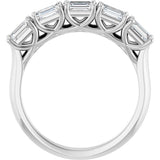 14K Gold Emerald Natural Diamond Five-Stone Anniversary Band - 1 1/4-1 3/4 CTW - White Gold - view 2