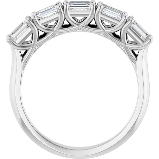 Platinum Emerald Natural Diamond Five-Stone Anniversary Band - 1 1/4-1 3/4 CTW - view 2