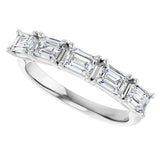 14K Gold Emerald Natural Diamond Five-Stone Anniversary Band - 1 1/4-1 3/4 CTW - White Gold - view 5