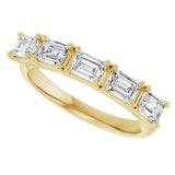 14K Gold Emerald Natural Diamond Five-Stone Anniversary Band - 1 1/4-1 3/4 CTW - Yellow Gold - view 5