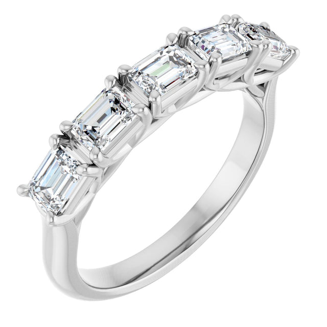 Platinum Emerald Natural Diamond Five-Stone Anniversary Band - 1 1/4-1 3/4 CTW