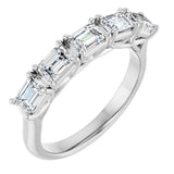 14K Gold Emerald Natural Diamond Five-Stone Anniversary Band - 1 1/4-1 3/4 CTW - White Gold