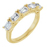 14K Gold Emerald Natural Diamond Five-Stone Anniversary Band - 1 1/4-1 3/4 CTW - Yellow Gold