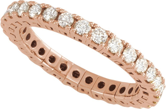 14K Gold Round Lab-Grown Diamond Flexible Eternity Band - 2.25mm Stones - Rose Gold - view 4