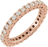 14K Gold Round Natural Diamond Flexible Eternity Band - 2.25mm Stones - Rose Gold