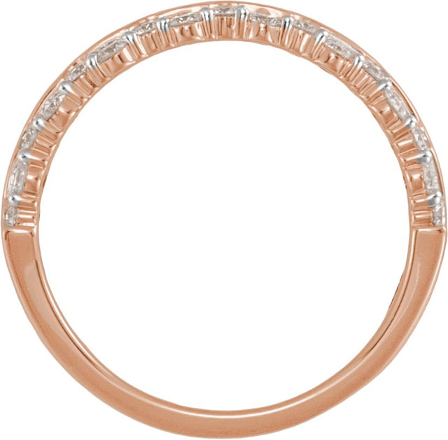 14K Gold Round Lab-Grown Diamond Single Sided Anniversary Band - 1.75mm Stones - Rose Gold - view 2