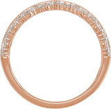 14K Gold Round Natural Diamond Single Sided Anniversary Band - 1.75mm Stones - Rose Gold - view 2
