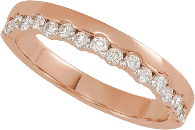 14K Gold Round Lab-Grown Diamond Single Sided Anniversary Band - 1.75mm Stones - Rose Gold - view 4