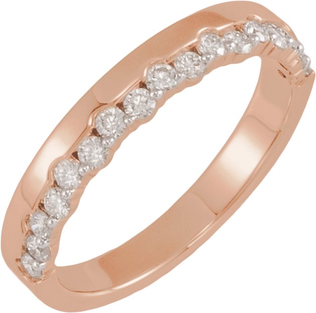 14K Gold Round Natural Diamond Single Sided Anniversary Band - 1.75mm Stones - Rose Gold