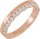 14K Gold Round Lab-Grown Diamond Single Sided Anniversary Band - 1.75mm Stones - Rose Gold
