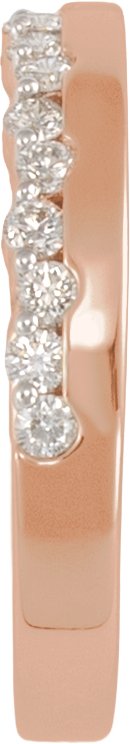 14K Gold Round Natural Diamond Single Sided Anniversary Band - 1.75mm Stones - Rose Gold - view 3