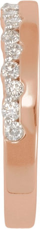 14K Gold Round Natural Diamond Single Sided Anniversary Band - 1.75mm Stones - Rose Gold - view 3