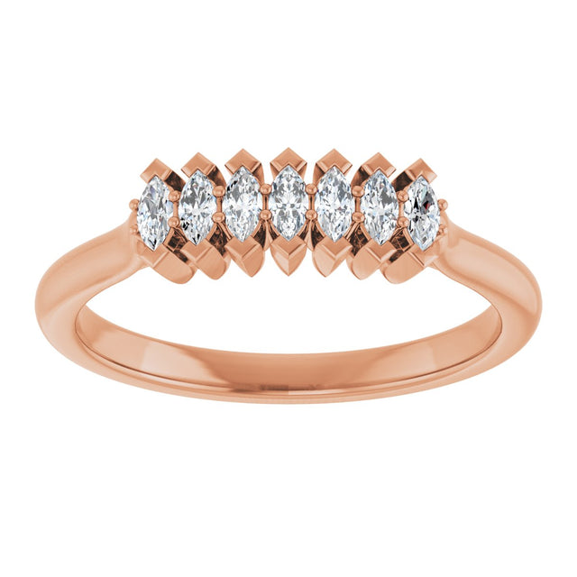 14K Gold Marquise Lab-Grown Diamond Seven-Stone Anniversary Band - 3x1.5mm Stones - Rose Gold - view 3