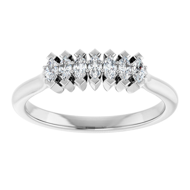 14K Gold Marquise Lab-Grown Diamond Seven-Stone Anniversary Band - 3x1.5mm Stones - White Gold - view 3