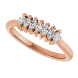 14K Gold Marquise Lab-Grown Diamond Seven-Stone Anniversary Band - 3x1.5mm Stones - Rose Gold - view 5