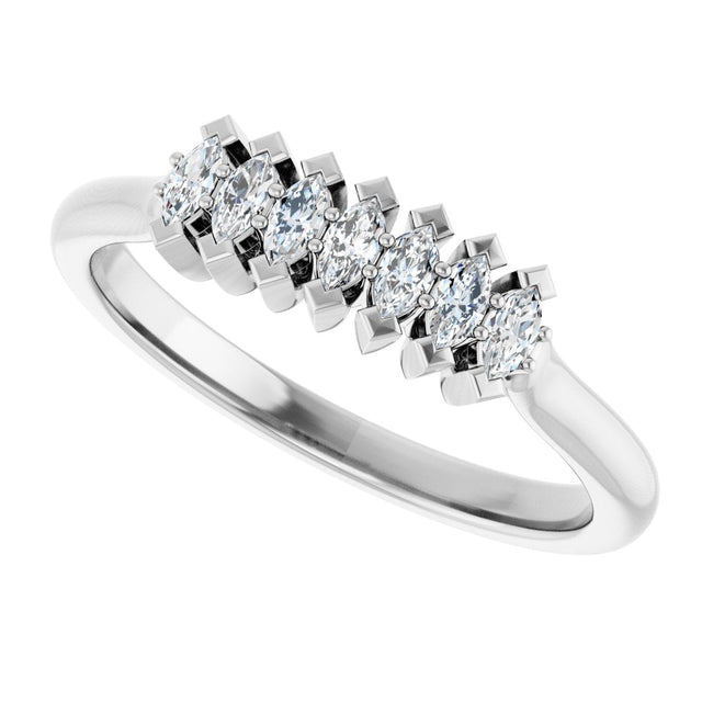 14K Gold Marquise Lab-Grown Diamond Seven-Stone Anniversary Band - 3x1.5mm Stones - White Gold - view 5