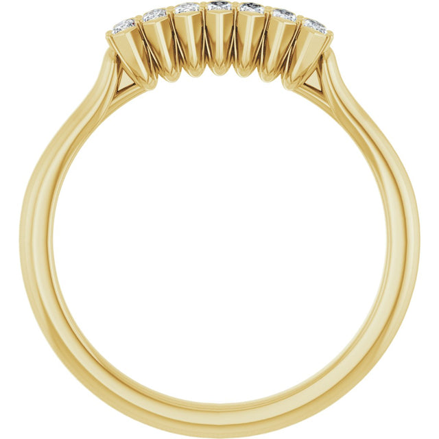 14K Gold Marquise Natural Diamond Seven-Stone Anniversary Band - 3x1.5mm Stones - Yellow Gold - view 2